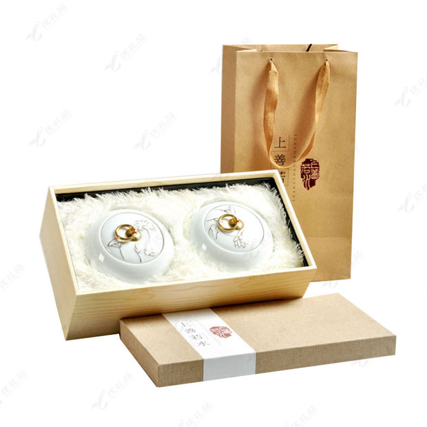 白瓷描金陶瓷茶叶罐