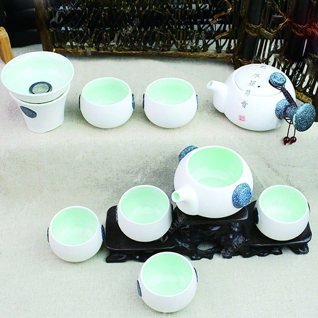 玉雪玲侧把壶雪花釉茶具礼品