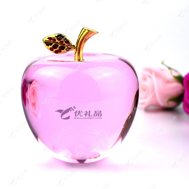 水晶苹果刻字摆件