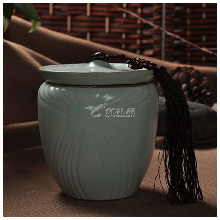 天青月白开片汝瓷茶叶罐