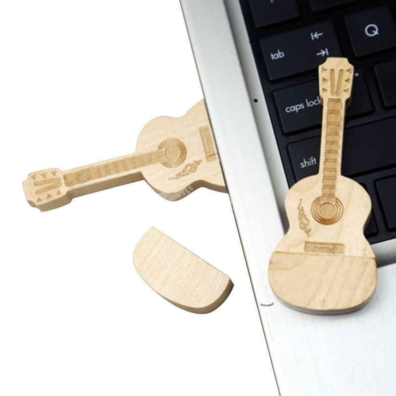 新款创意木质木头吉它u盘