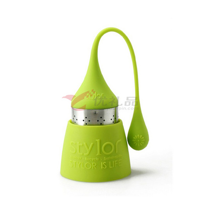 Stylor/法国花色 硅胶茶具 多色茶滤 家用水滴茶包 欧式风格