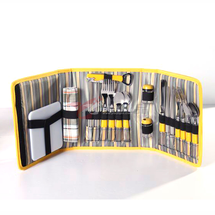 双色提花 折叠四人份野餐夹 野餐包