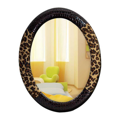 豹纹高档皮革化妆镜 公主梳妆镜台镜 特大号浴室镜定制