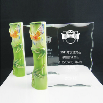 瓷竹水晶奖牌