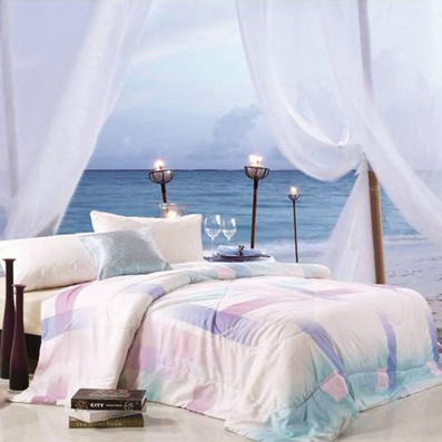 家纺床品 天然清逸竹纤维被 活性磨绒印花面料