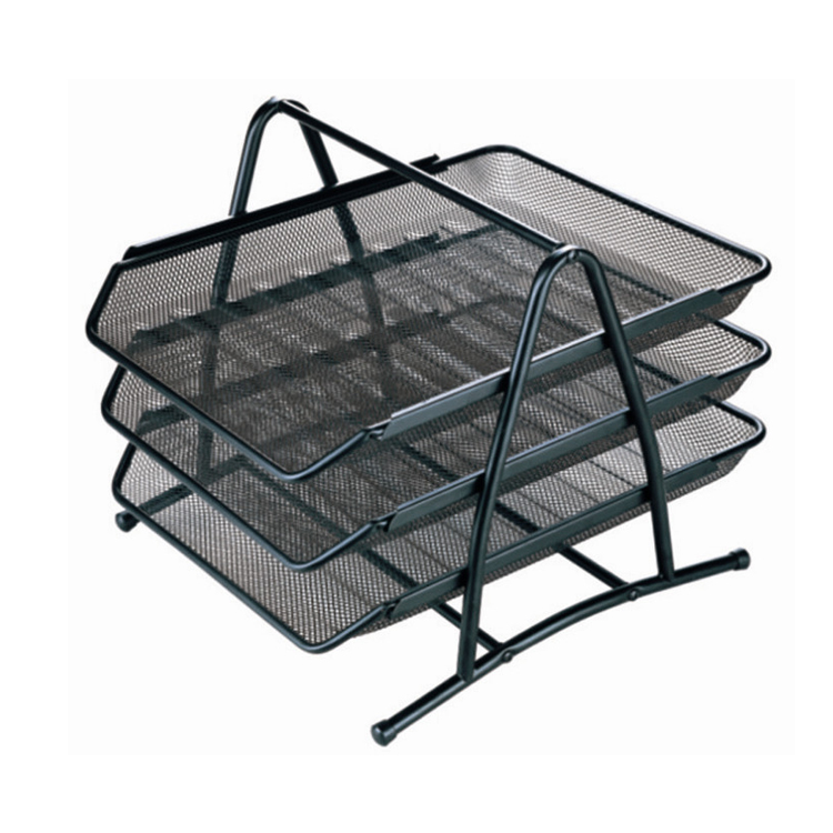 金属网格文件盘文件座 五金 3层三层文件架 资料盘