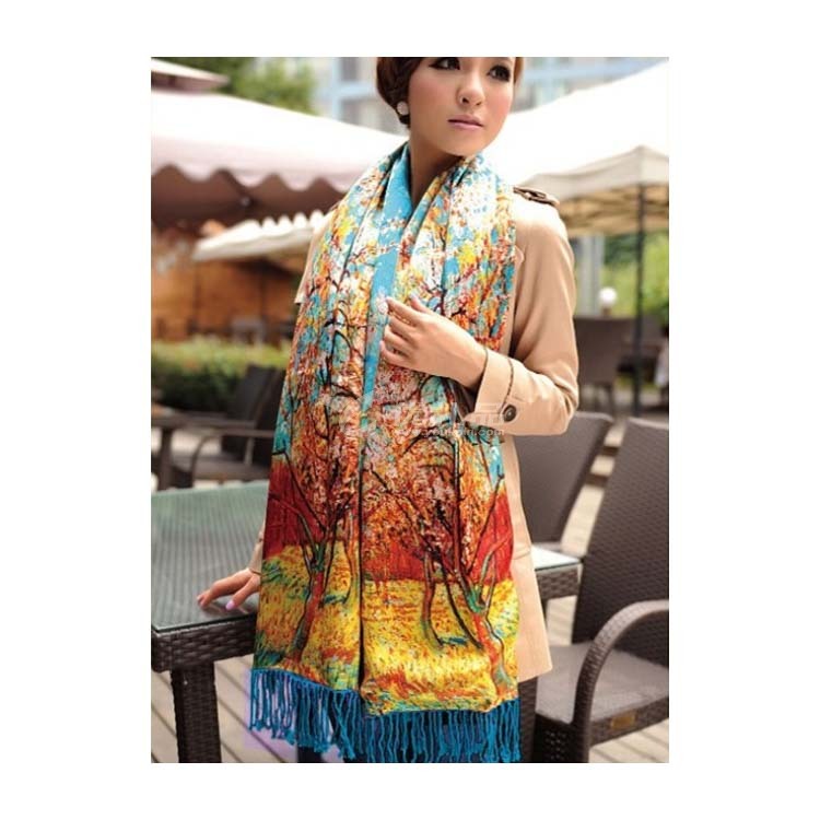 奢华双层拉绒披肩 丝绸围巾定制