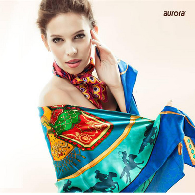 桑蚕丝围巾丝巾 aurora正品定制