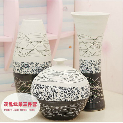 花瓶 陶艺三件套摆件 时尚工艺品