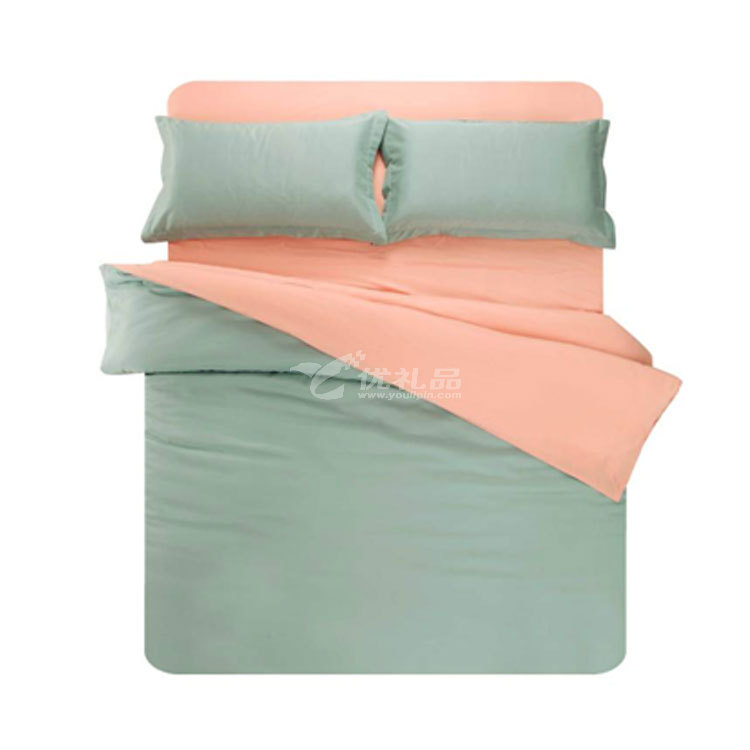 活性素色双拼四件套 砖红绿/墨绿玉 活性素色双拼四件套 砖红绿/墨绿玉