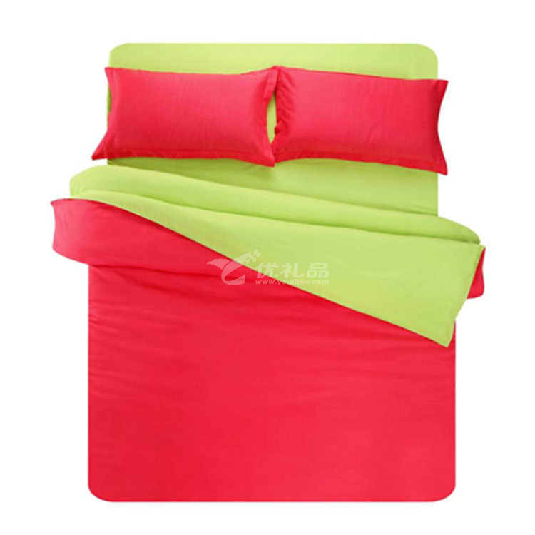 活性素色双拼四件套 砖红绿/墨绿玉 活性素色双拼四件套 砖红绿/墨绿玉