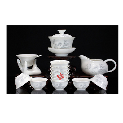 精品骨玉瓷陶瓷功夫茶具套装 青花整套礼品广告订做 可加印logo