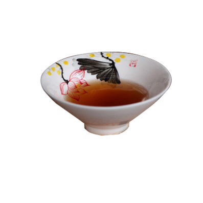 景德镇青花瓷茶杯手绘荷花陶瓷套装 品茗杯 日式功夫茶具斗笠形状