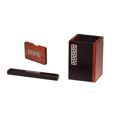 风雅办公系列三件套装 名片夹 笔筒 镇纸