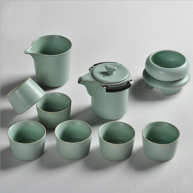 汝窑茶具茶壶盖碗套装开片清樽汝瓷 整套陶瓷冰裂茶具品茗杯