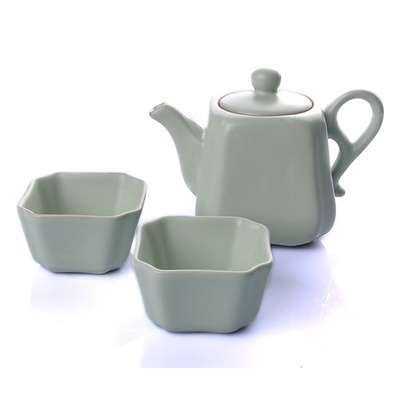 宋汝窑开片正品 一壶两杯快客杯礼品套装 办公室茶具