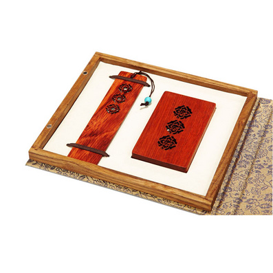 高档窗棂书签名片夹礼盒套装