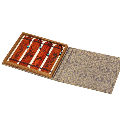 梅兰竹菊手工书签古典红木礼品