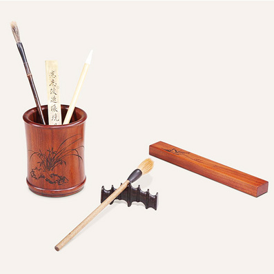 商务用品阴刻大方镇 大圆笔筒 笔架