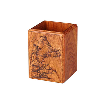 元宝线方笔筒 精品木质 抽拉纸盒无手袋 精细雕镂