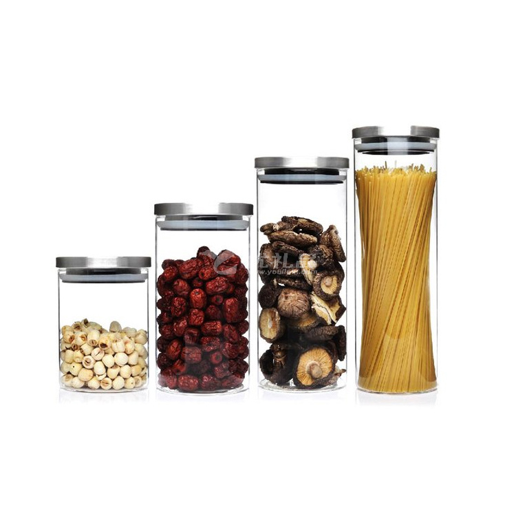 不锈钢玻璃密封罐 储物罐四件套定制 不锈钢玻璃密封罐 储物罐四件套定制