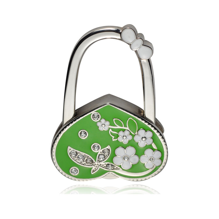 金属折叠挂包钩挂包器 心形镶钻高档精品挂包钩