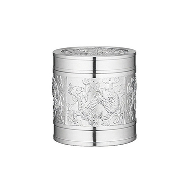 锡器锡盒 纯锡小茶叶罐 飞龙在天 锡茶盒