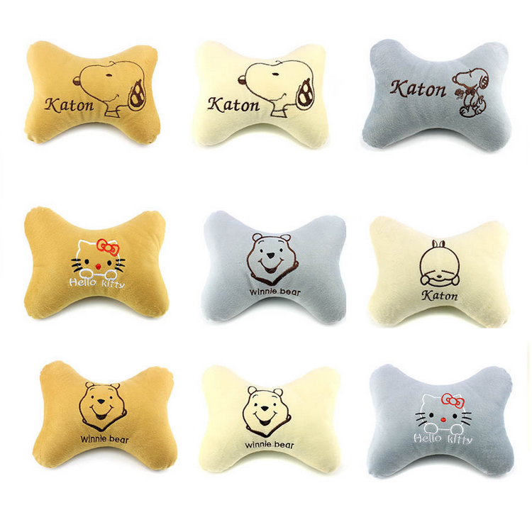 秋冬短毛绒汽车头枕 車枕靠枕卡通可爱护颈枕定制