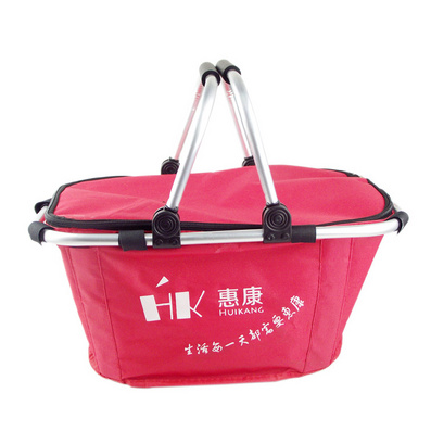 双手柄带盖折叠购物篮 环保篮 促销礼品 定制印广告