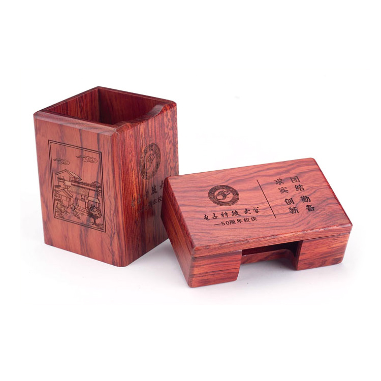 巴西花梨木笔筒名片盒套装笔筒名片盒名片夹名片包定制
