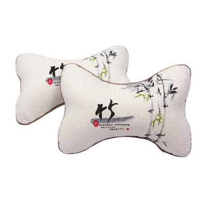 全棉四季竹报平安竹炭头枕颈枕 车用靠枕定制