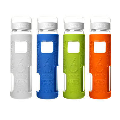 Stylor/法国花色带盖玻璃杯子 6杯水2.0 500ML硅胶隔热 茶杯水杯