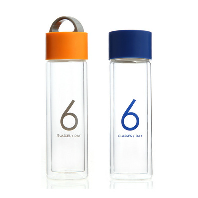 Stylor/法国花色6杯水保温防漏随身双层无铅玻璃带盖茶水杯定制