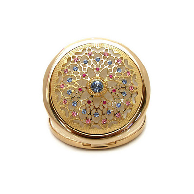 精致化妆镜 镶钻小圆镜 折叠化妆镜