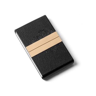 时尚商务皮质双开名片夹 大容量金属名片盒