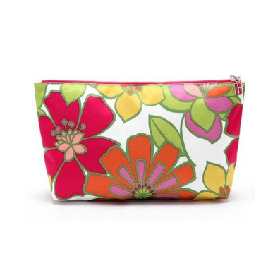 活力绚烂大花朵缎面化妆包/洗漱收纳包 