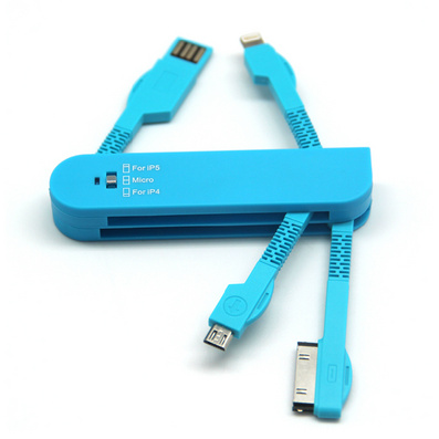 iphone5伸缩线 三合一数据线 多功能拉伸线