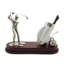 合金办公摆件定制办公桌面摆件红木底座笔筒商务礼品定制