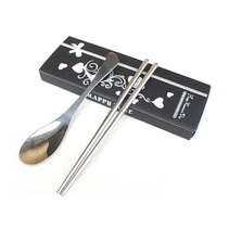 不锈钢餐具2件套 餐具礼品套装鱼尾勺筷套装