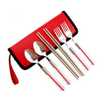 户外餐具定制 不锈钢餐具六件套定制 旅行便携六件套餐具