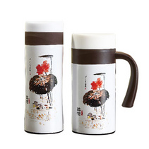 荷花鸳鸯保温杯礼盒装 齐白石生活艺术杯套装