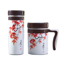 红叶知了保温杯礼盒套装 齐白石生活艺术杯套装