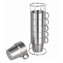 不锈钢七件套双层隔热咖啡水杯套装