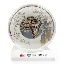 吉猴纳福 鸡年大银盘  定制