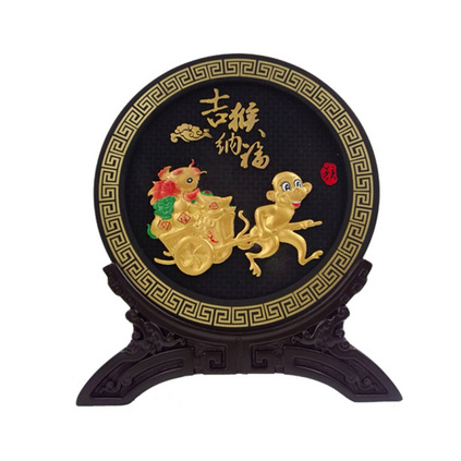 高档创意古猴纳福炭雕 商务礼品家居礼品 环保乌金碳雕定制