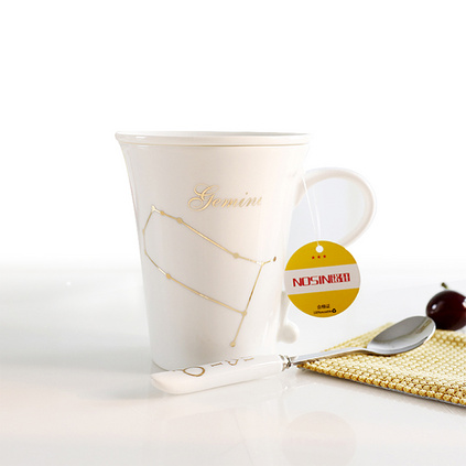 创意十二星座杯子陶瓷马克杯带盖情侣杯水杯陶瓷杯子