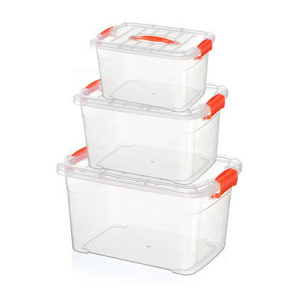 高透明塑料手提整理箱 家居储物收纳箱 小号