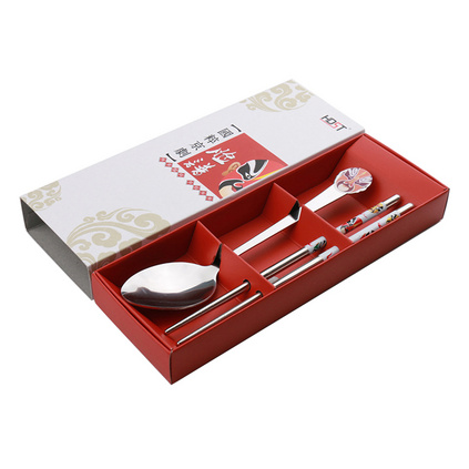 中国风京剧脸谱不锈钢餐具两件套定制