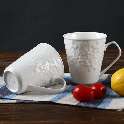 顺祥陶瓷 12安士口杯定制耐高温  纯白 无毒无害